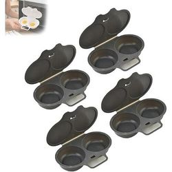 Set di 4 cuociuova a doppio scomparto per microonde, in plastica resistente al calore, ideali per cuocere le uova in camicia e a vapore, facili da pulire, perfetti per la casa, la cucina, il pranzo,