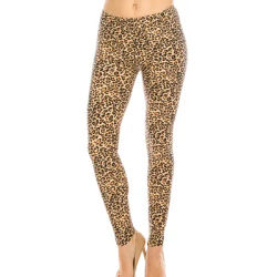 Leggings pour femmes à taille mi-haute doublés en polaire, imprimé léopard classique, coupe ajustée, pantalon thermique d'hiver.