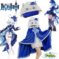 Genshin Impact Furina Air-conditioning Blanket Creative High-value Animation Secondary Peripheral Hooded Soft Bath Towel Cape