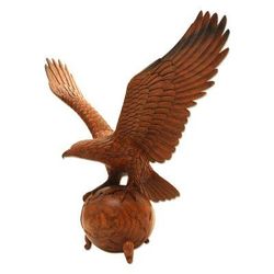 Omnipotent Eagle,'Hand Crafted Suar Wood Eagle Sculpture'