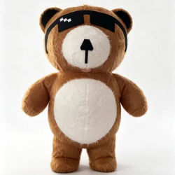 Adult Wearable Giant Fluffy Brown Bear Inflatable Mascot Costume with Sunglasses Cartoon Teddy Bear Suit for Halloween Parade An