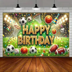 Football Basketball Sports Theme Party Backdrop for Boy's Birthday Baby Shower Decoration Banner Photography Background Props