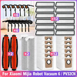 Compatible for ( Xiaomi Mijia Robot Vacuum 6 / PV32CN, XIAOMI MIJIA 7C / QV41CN ) Vacuum Parts Main Side Brush Filter Mop Bag