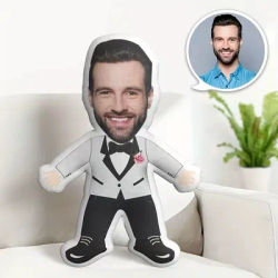 Custom Men Suit Plush Pillow With Your Photo Personalized Face Doll Ideal Gift For Lovers
