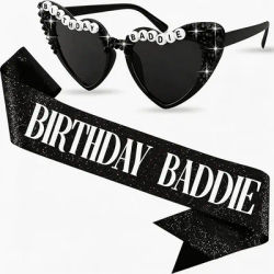 Ladies' Birthday Evil Ribbon and Sunglasses, Suitable for 21st, 25th, 30th, 40th, 50th, and 60th Birthday Party Decorations