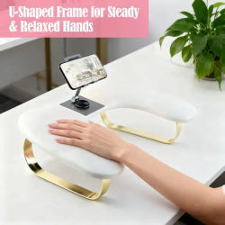 Nail Art U-Shaped Hand Pillow Soft PU Leather with Rotating Phone Holder Nail Arm Rest Manicure Pad Mat Manicurist Special Tools