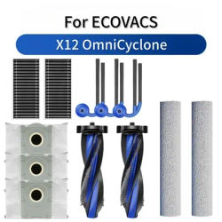 For ECOVACS Deebot X12 OmniCyclone Robot Vacuum Accessories Main Roller Brush Side Brush Dust Bag HEPA Filter Roller Mop Cloth