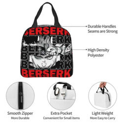 B-Berserks Sac à lunch isotherme avec impression de la marque Warrior Comic, conteneur à lunch portable, boîte de rangement pour le travail et l'école