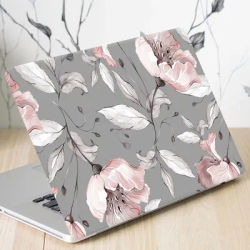 Housse pour ordinateur portable – Résistant aux rayures, design floral rose élégant avec feuilles vertes, décor élégant, adapté aux dames et aux étudiants