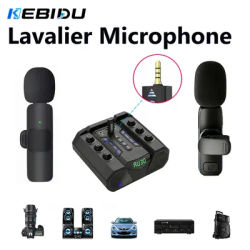 Microphone Lavalier sans fil KEBIDU 3,5 mm omnidirectionnel à condensateur pour appareil photo, haut-parleur, enregistrement téléphonique et diffusion en direct
