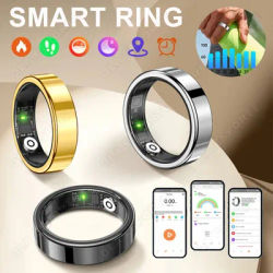 Nouvel anneau intelligent avec étui de chargement pour hommes et femmes, appels des messages, rappel de vibrations, rappel de médicaments, moniteur de fréquence cardiaque et de Stress