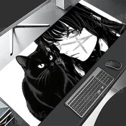 Noir et blanc anime fille chat tapis de souris XXL tapis de souris de jeu grand Gamer Mause tapis PC bureau tapis ordinateur bureau Long tapis de souris