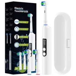 Brosse à dents électrique rotative intelligente, brosse à dents rotative rechargeable intelligente 4 modes compatible avec les têtes de rechange Oral B