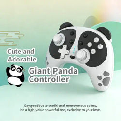Cute Panda Shape Bluetooth Gamepad One-Touch Wake-Up Six-Axis Gyroscope Dual-Motor Vibration Turbo Burst for PC Switch Gamers