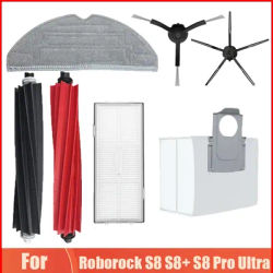 For Roborock S8 S8+ S8 Pro Ultra Robotic Vacuum Cleaner Parts Main / Side Brush Accessories Hepa Filter Mop Rags Dust Bags