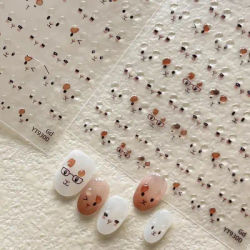 Korean Jelly Smiling Nail Stickers Cute Winking Cool Sunglasses Powder Blusher Dot Self-adhesive Nail Supplies Nail Decoration