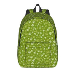 Sac à dos léger en toile avec empreintes de pattes d'animaux vertes pour hommes, femmes, adolescents, lycéens, sacs à dos professionnels et universitaires