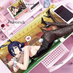 Tapis de bureau long Pure Desire Sexy Anime Girl, tapis de clavier épais, cousu, imperméable et résistant à l'usure