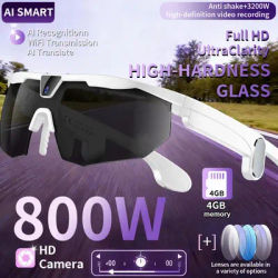Lunettes Intelligentes LIGE AI avec Caméra HD Anti-tremblement 800W, Capture d'Action, Son Surround 3D, Appel Chat IA, Lunettes de Soleil Sportives pour Cyclisme