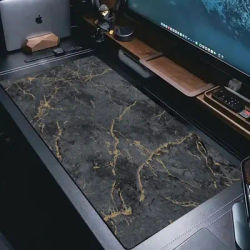 Grand tapis de souris XXL en marbre veiné doré, tapis de bureau antidérapant avec bords surjetés en caoutchouc, tapis de clavier pour la maison, le bureau, l'ordinateur portable et les joueurs