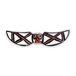 'Owl-Winged African Wood Wall Mask Carved Painted by Hand'