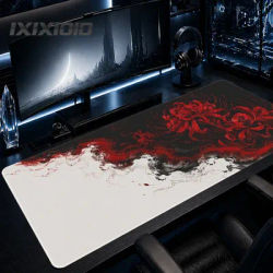 Tapis de souris noir et rouge Spider Lily Gaming XL, grand tapis de souris personnalisé XXL, tapis de souris en caoutchouc naturel, tapis de souris doux