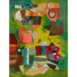 Territory,'Signed Expressionist Acrylic Painting of Andean Creatures'