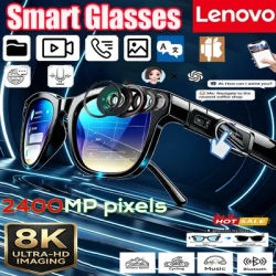 Lunettes intelligentes Lenovo 8K 2400MP avec IA, traduction vidéo, photo HD, appels mains libres, chat IA, lecture de musique, lunettes de soleil intelligentes