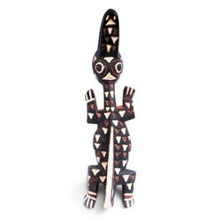 Lizard Shadows,'West African Crocodile Wall Art Made from Painted Sese Wood'