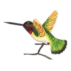 'Hand Sculpted Ceramic Ruby-Throated Hummingbird Figurine'