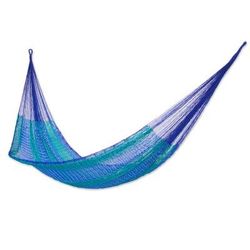Cool Lagoon,'Handmade Striped Rope Hammock (Double)'