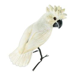 Umbrella Cockatoo,'Artisan Crafted Ceramic White Cockatoo Sculpture'