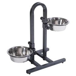 U-Shaped Dog Bowl Stand with Stainless Steel Bowls 2x1.6l