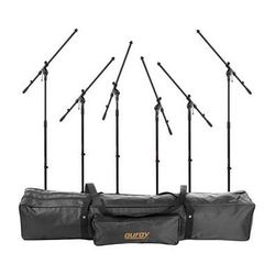 Auray 6 Pack of Auray MS-5230F Tripod Mic Stands with Fixed Booms and Stand Bag K MS-5230F-MK2