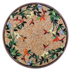 KNF Caramel Hummingbird Mosaic Table Collection - Double-Tiered Side Table, Pewter, 18" dia. - Frontgate