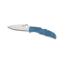 Spyderco Endura4 Lightweight Blue FRN Handle Flat Ground FE Silver Blade Fold Knife C10FPBL