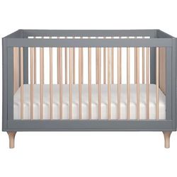 Babyletto Lolly 3-In-1 Convertible Crib with Toddler Bed Conversion Kit - Grey/Washed Natural