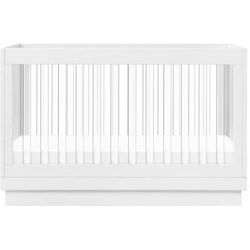 Babyletto Harlow Acrylic 3-in-1 Convertible Crib w/Toddler Bed Conversion Kit - White / Acrylic