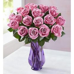 1-800-Flowers Flower Delivery Passion For Purple Roses 24 Stems W/ Purple Vase | Happiness Delivered To Their Door