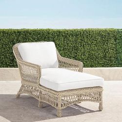 Hampton Chaise in Ivory Wicker - Standard, Rain Resort Stripe Cobalt - Frontgate