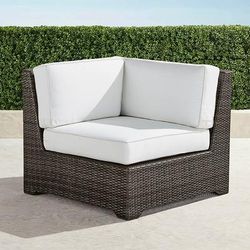 Palermo Modular Seating Collection in Bronze Wicker - Corner Chair, Standard, Rain Sailcloth Aruba - Frontgate