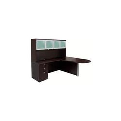 Mocha Peninsula L-Shaped Desk w/Hutch