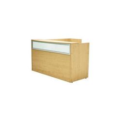 Maple L-Shaped Reception Desk w/Frosted Glass Panel