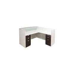 White & Woodgrain L-Shaped Reception Desk