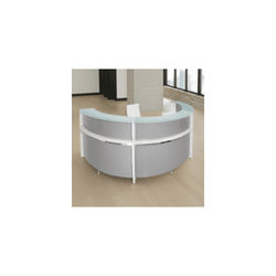 White 180° Half Round Curved Glass Top Reception Desk