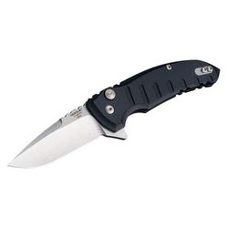 Hogue X1-Microflip Folding Knife 2.75in Drop Point Blade Tumble Finish Alum Frame Matte Black 24170
