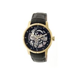 Heritor Ryder Skeleton Dial Leather-Band Watch Gold/Silver/Brown Standard HERHR4604