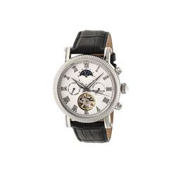 Heritor Winston Semi-Skeleton Leather-Band Watch Silver Standard HERHR5201