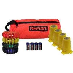 Powerflare 4-Position Cone Adapter Kit with 4-Pack Soft Pack of Magnetic PowerFlare Lights Assorted CKT-SP4M-TL