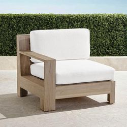 St. Kitts Modular Seating Collection in Weathered Teak - Left-facing Chair, Standard, Sailcloth Seagull - Frontgate